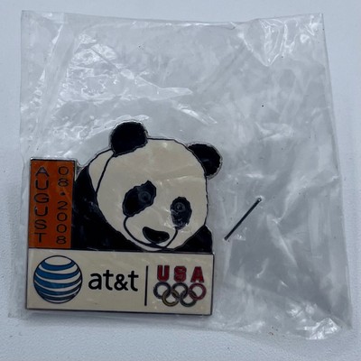 Beijing 2008 Olympics Lapel Pin AT&T USA Sponsor PANDA Opening Ceremonies 8-8-08