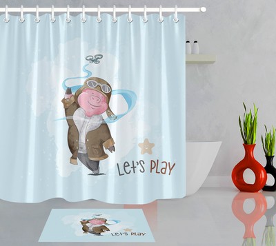 Home Garden Shower Curtains 60 72 Kids Child Bathroom Decor Fabric Shower Curtain Liner Cute Pig Watercolor Stbalia Ac Id