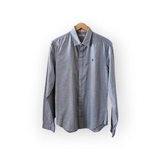 Burberry Brit Gray Cotton Point Collar Button Down Shirt Men Medium England