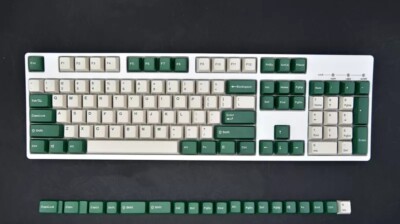 Doubleshot Green White Keycap set PBT for 64 68 84 96 98 layout keyboard