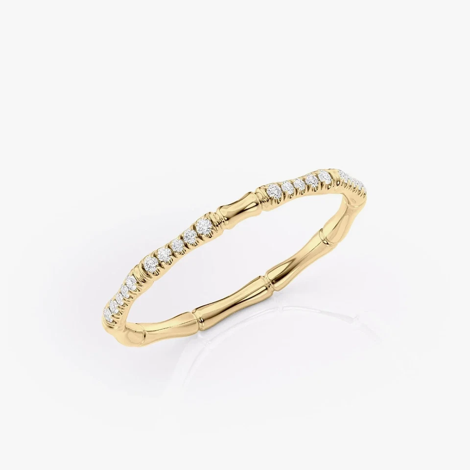 Round Cut Diamond Engagement Band 2MM Yellow 18k Gold 0.20 Ct Lab Created - Image 3 of 4