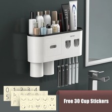 Magnetic Toothbrush Holder Automatic Toothpaste Squeezer Storage Bathroom Rack