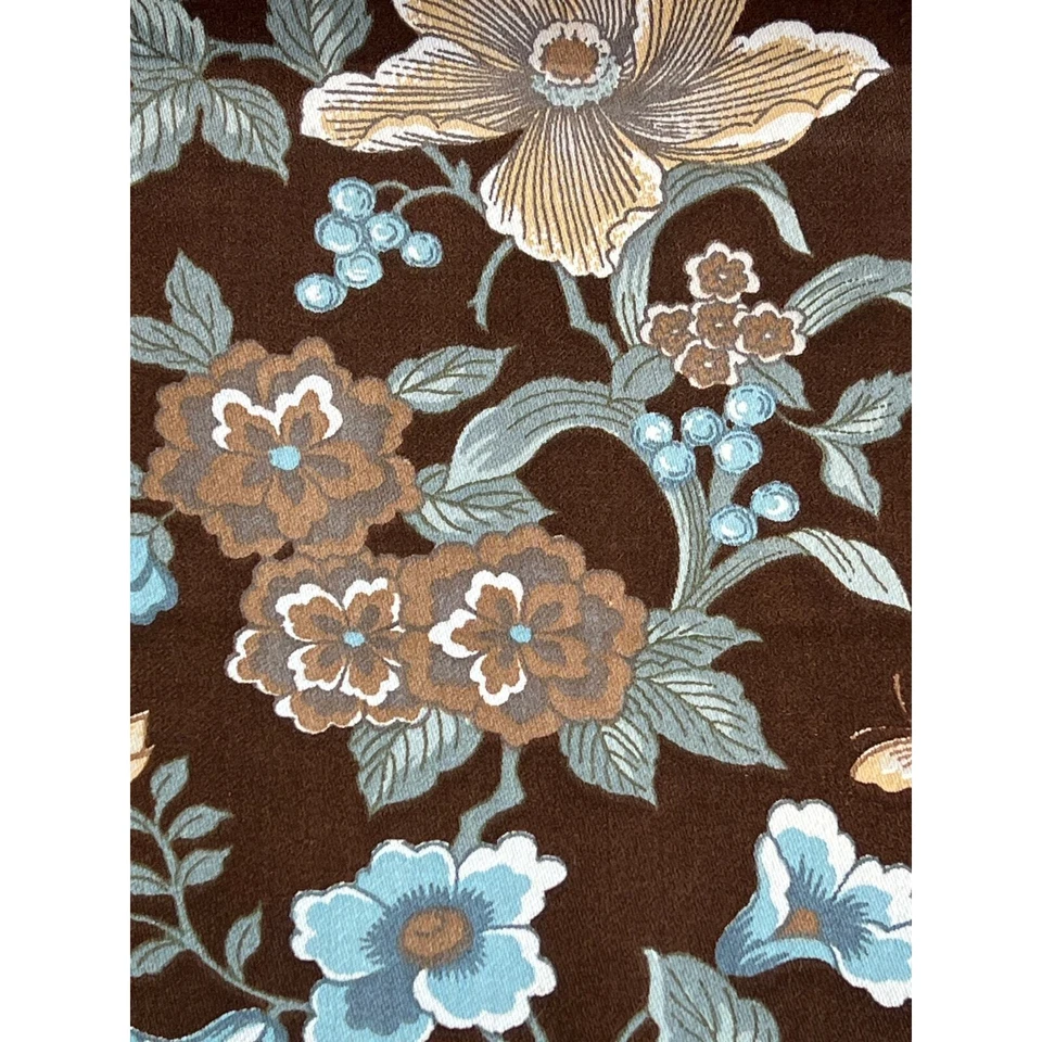 Tela Cohama De Colección Marrón Azul Floral Bianca Rayas Tapicería Sarga Por Yarda Foto 4 de 4