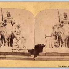 c1880s Kensington Gardens London Stereo Real Photo Albert Memorial Monument V21