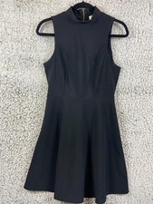 Black high neck sleeveless A- Line dress zipper close back stretchy women's size