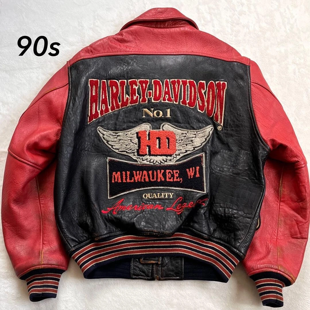 Harley-Davidson Riders Leather Single Jacket M Japan Size Red Men's