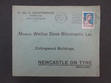 Rotterdam - Wailes Dove Bitumastic Ltd Newcastle on Tyne 1937 Postal Cover C49