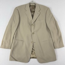 Joseph  Feiss Blazer Jacket 40R Beige Tan 100 Silk Twill Sport Coat Excellent