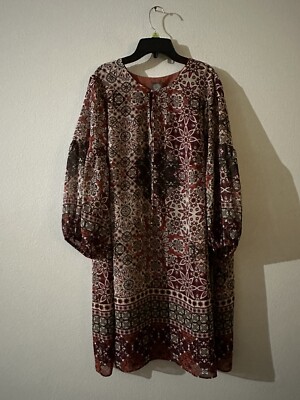 Vince Camuto Women's Printed Chiffon Shift Dress Red Size 16W Balloon  Sleeve | eBay