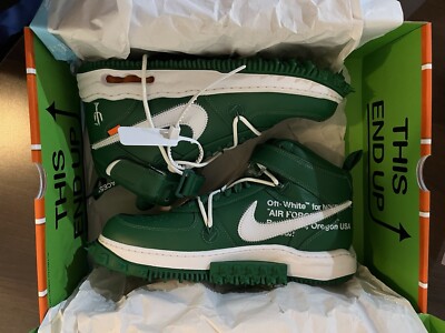 Size 11 - Nike Off-White x Air Force 1 SP Leather Mid Pine Green