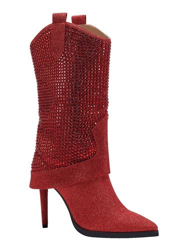 รองเท้าบูทหุ้มเข่าทรงหลวมย่น Forever Link - รองเท้าบูทส้นสูงแบบยืดหยุ่น ส้นสูง 4 นิ้ว พับได้