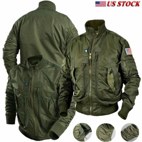 Men's MA1 Bomber Jacket US Army Military Flight Pilot Air Flying Jacket Coat   - Picture 1 of 30
