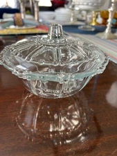 Vintage Clear Glass Oyster & Pearl Covered Candy Dish With Lid KIG Indonesia