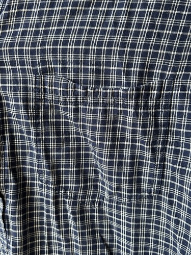 Madewell Tartan Plaid Top Camicia Blu Navy Donna Piccola Bottone Contadino Country - Foto 3 di 12