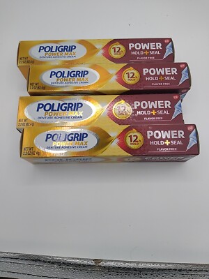 4x Poligrip Power Max Denture Adhesive Cream 2.2 oz. each Exp 4-2026 ~ New