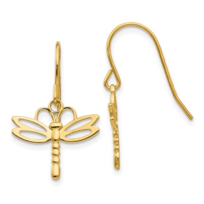 Ohrringe 26 mm 14 Karat Gelbgold Libelle Hirte Haken