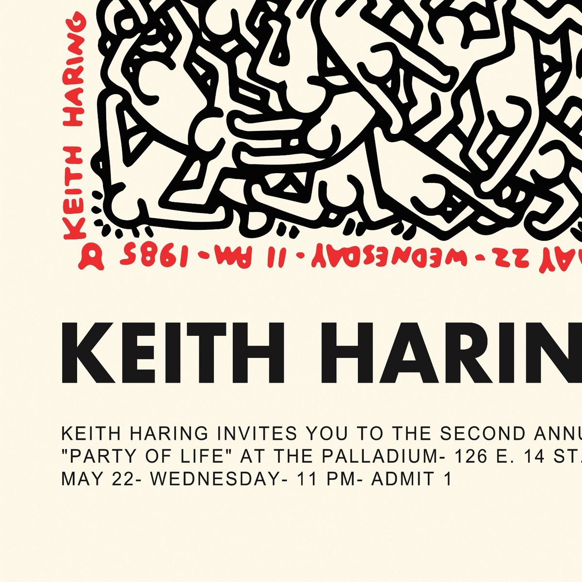 Keith Haring - Party of Life Exhibition Retro Vintage Wall Art