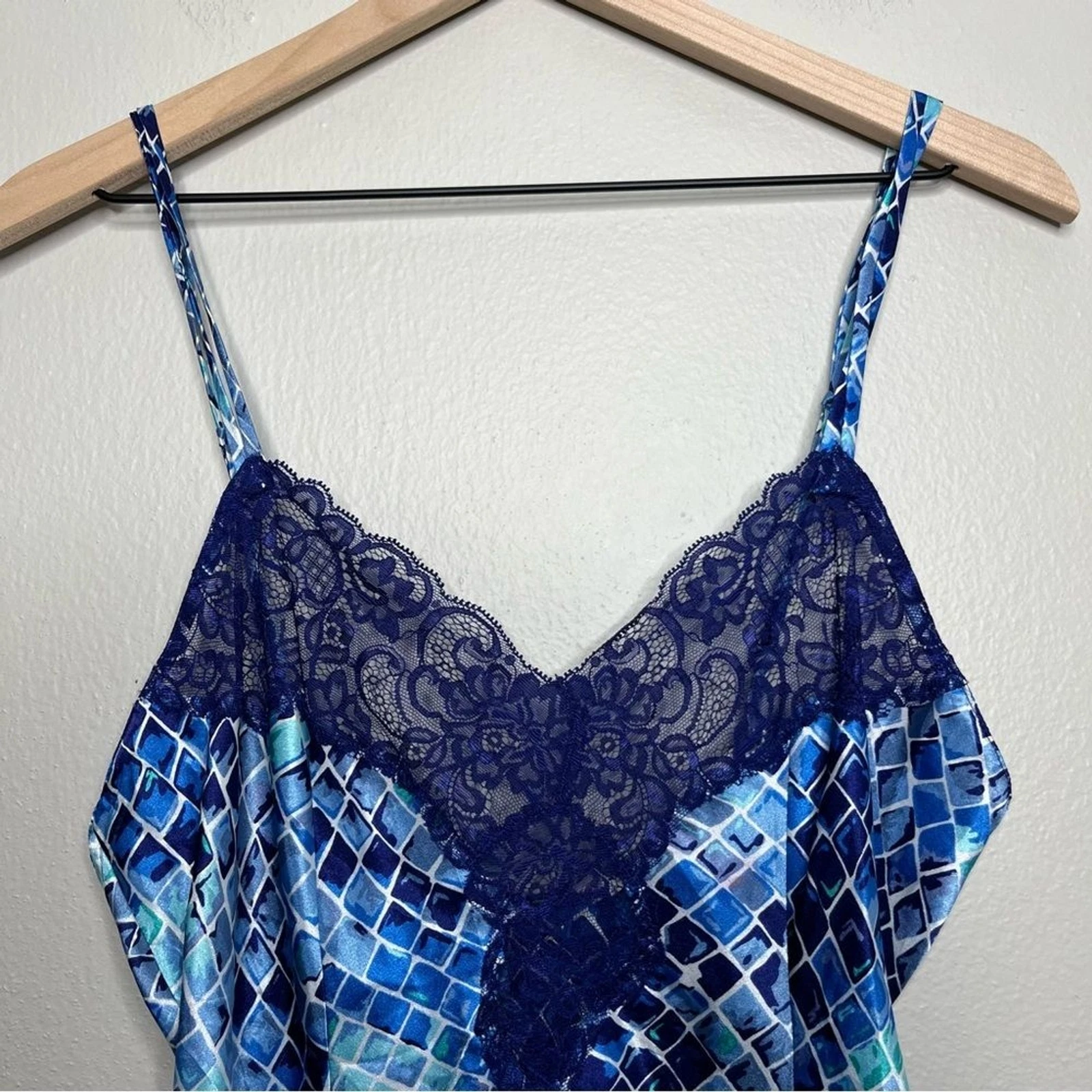 UNDERCOVER Abito donna vintage anni 90 Victoria Secret slip medio pizzo geometrico Sultry y2k