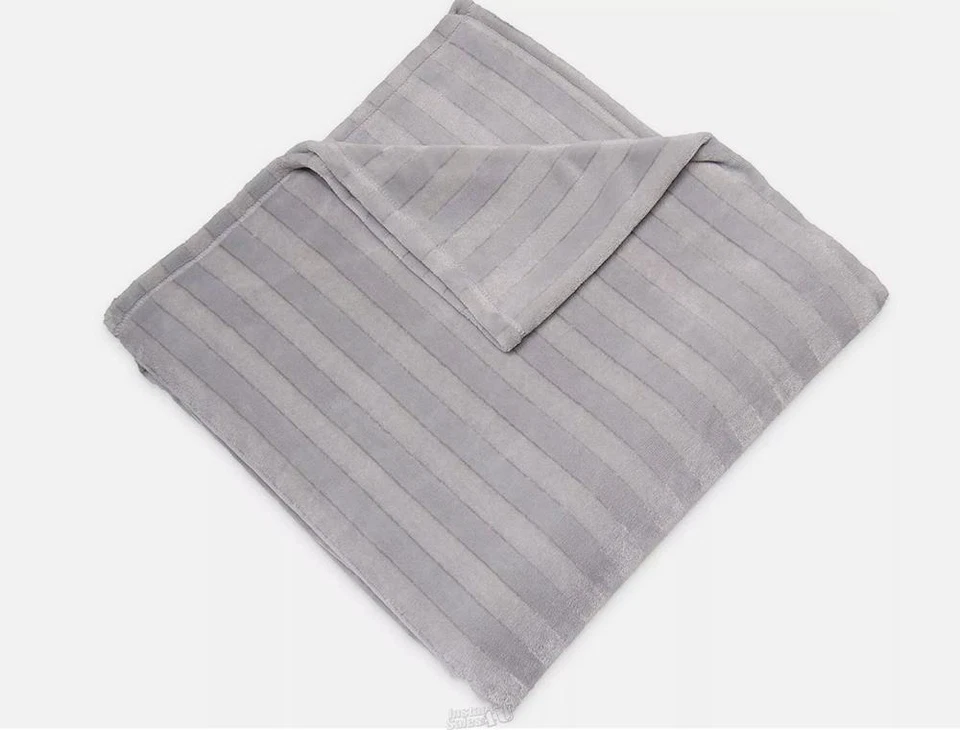 Manta de felpa a rayas damasco Serta completa/reina 90"x90" gris completa\ reina Foto 3 de 3