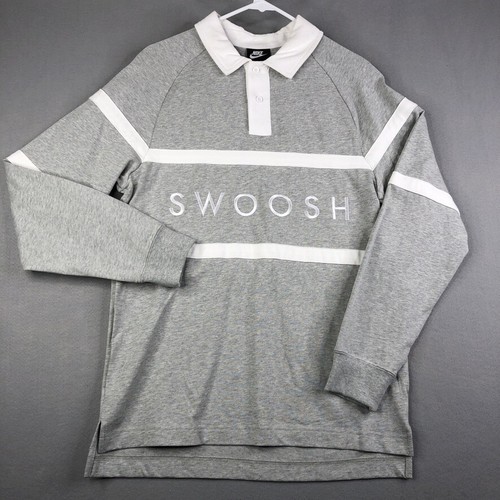Nike Rugby Shirt Mens S Gray Swoosh 