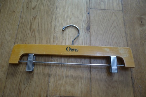 Orvis Brown Wood Chrome Skirt Hanger Coat Hanger - 第 1/5 張圖片