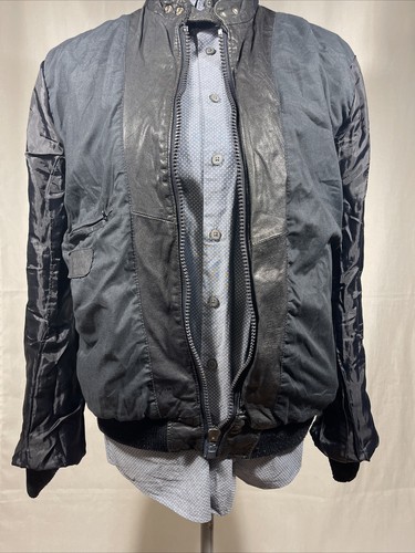 Rare Vintage Zara Man Size L Black Genuine Goat Leather Biker Jacket L - Picture 8 of 12
