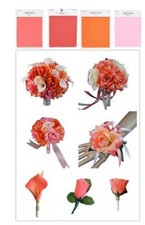 Keepsake Wedding Flower Package-Bouquet Boutonniere Corsage Peach coral Pink