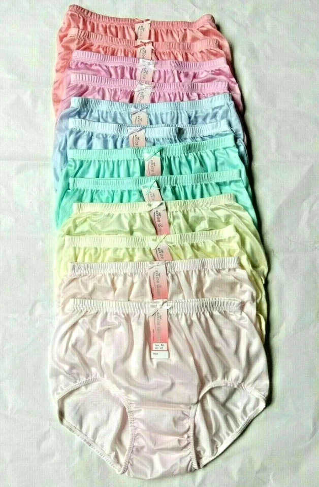 x 12 трусики нейлона атласный шелковистый Hi трусы белье бабушка Knickers нижнее белье XL - Изображение 2 из 4