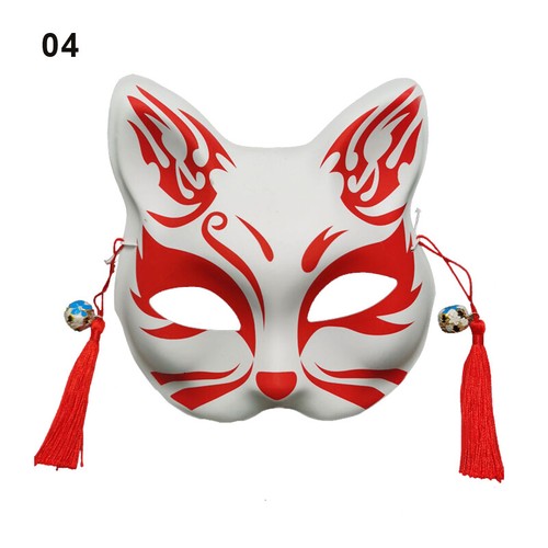 Maschera volpe anime mezza faccia maschera gatto maschera Kabuki Kitsune maschera cosplay costume - Foto 7 di 38