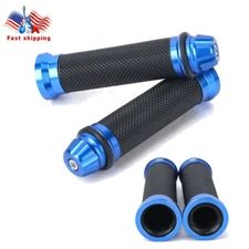 Blue Motorcycle Hand Grips Rubber Gel 7/8" Handle Bar for Honda Suzuki Yamaha 