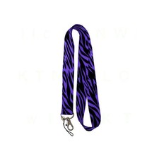 New Purple Zebra Tiger Print Lanyard Keychain Match Seat Covers Floor Mats
