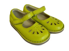 New Mini Boden Yellow Leather Mary Jane Flower Floral Pierced Shoes Girls 28