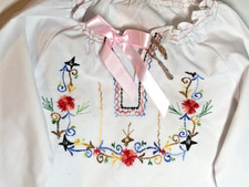 Girl's Ethnic Embroidered Floral Ukrainian Folk White Cotton Blouse Europe S 5