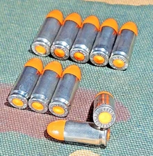 9MM LUGER SNAP CAPS  SET OF 10 (ORANGE+NICKEL) 124gr REAL WEIGHT
