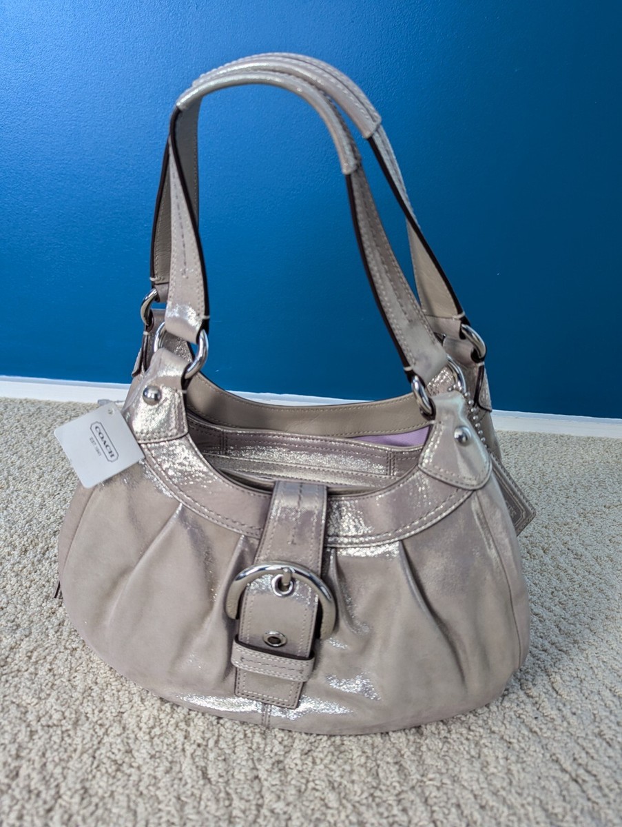 美品　COACH Soho Hobo Shoulder Bag Leather Coach Women's Black Signature Soho Hobo Shoulder Bag Purse