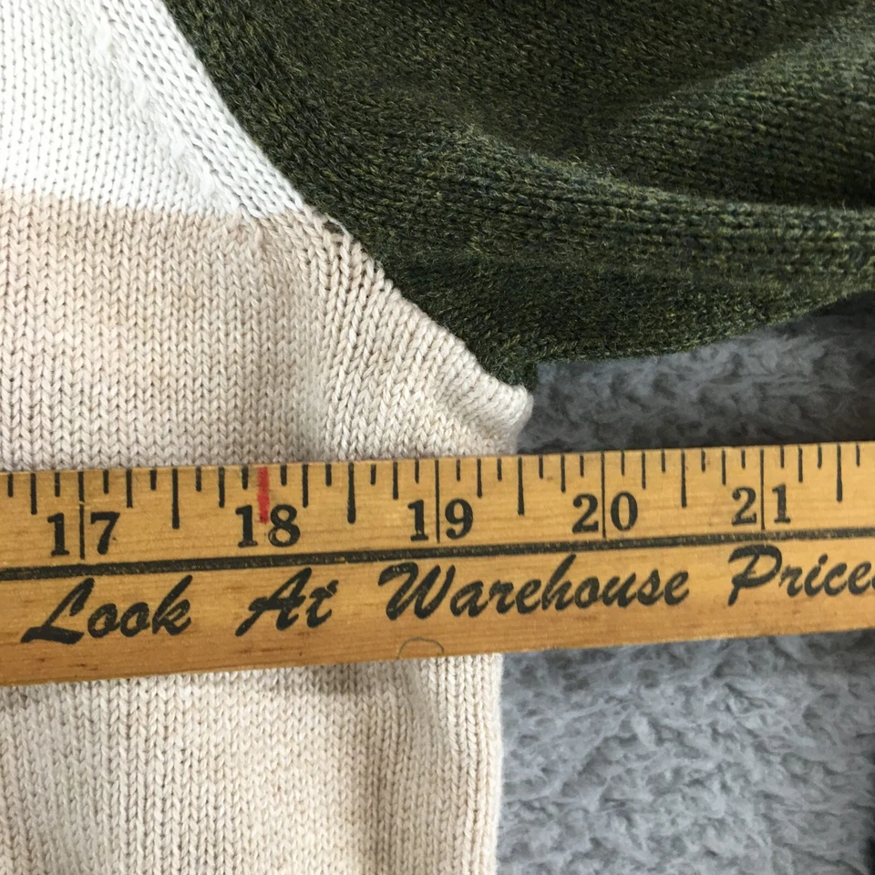 J.Crew Color Block Mock Neck Sweater Men M Beige Green Cotton Knit Button Up NEW - Image 4 of 4