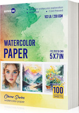 100 Sheets Watercolor Paper Bulk 5X7 Inch 102LB/230GSM
