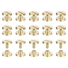 25Pack Brass Chicago Screws, 3x10mm Post Nail Stud Rivets, Brass Tone
