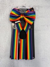 Adult one size rainbow Suspenders and Bow tie Halloween costume