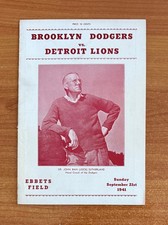vintage 1941 NFL DETROIT LIONS @ BROOKLYN DODGERS FOOTBALL PROGRAM September 21