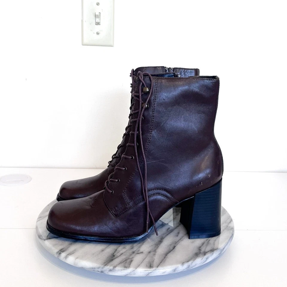 Botas de abuela vintage Y2K Newport News para mujer talla 8M marrón caprichoso grueso años 90 Foto 3 de 4