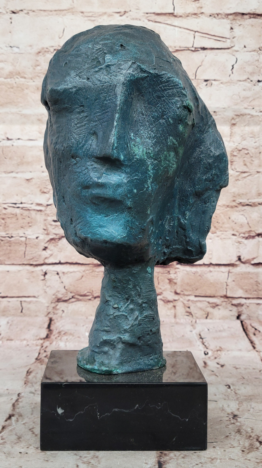 Hand Made Detailed Surrealist Female Woman Bust Mid Century Bronze Sculpture