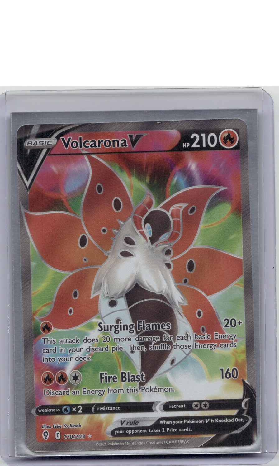 Volcarona V (Full Art) Holo Ultra Rare SWSH07: Evolving Skies 170/203 NM