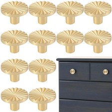 12 PCS Gold Round Cabinet Knobs Pulls Handles for Kitchen Bathroom Drawers