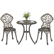 Outsunny Set Bistrot Alluminio Sedia Tavolino da Caffè Giardino Set Pranzo Esterno