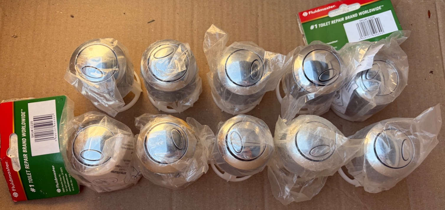 10 x Fluidmaster PRO550 Cable Valve Dual Flush Push Button Chrome C220 Job Lot