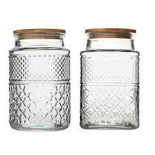 Large Glass Storage Jar, 2 Pack 60 FL OZ Glass Food Storage Containers with B...