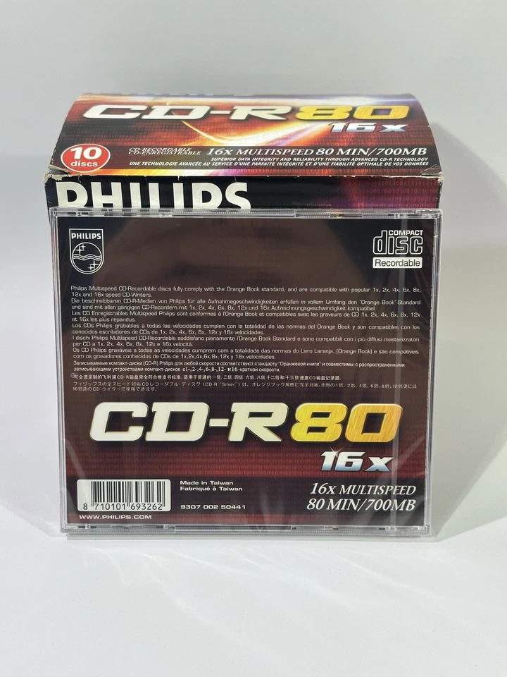 10x Philips CD-R80 16x Multispeed 80min / 700MB Leermedium 10er Pack - Bild 4 von 4