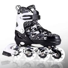 Adjustable Inline Skates for Kids and Youth with Full Light Up Wheels Camo Ou...