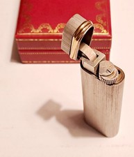 ACCENDINO VINTAGE LES MUST DES CARTIER SATINATO ARGENTO CON SCATOLA ORIGINALE